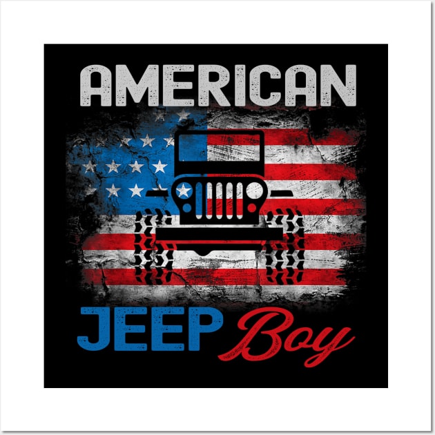 American Jeep Boy USA Flag Jeep Wall Art by Oska Like